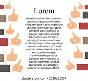 Many thumbs up. Social network likes, approval, customers feedback concept. Modern flat design concepts for web banners, web sites, printed materials, infographics. Creative vector illustration.