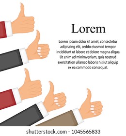 Many thumbs up. Social network likes, approval, customers feedback concept. Modern flat design concepts for web banners, web sites, printed materials, infographics. Creative vector illustration.
