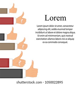 Many thumbs up. Social network likes, approval, customers feedback concept. Modern flat design concepts for web banners, web sites, printed materials, infographics. Creative vector illustration.