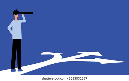 Many trying to discover right path among various paths illustration