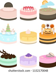 Many type of Cheese cake Vector