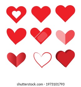 many type of heart, for making card, for advertising and for sending love.