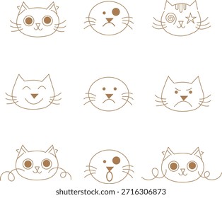 Muchos tipos de icono de cara de mini gato