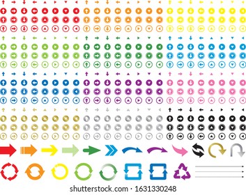 Many types of arrow icons