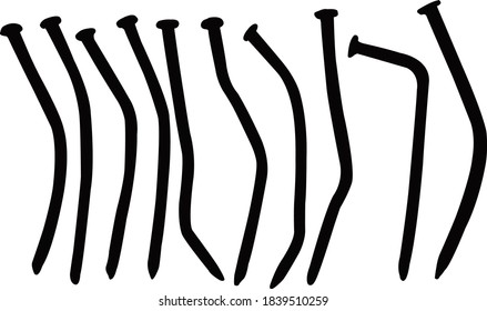 many used nails silhouette vector