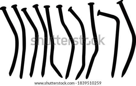 many used nails silhouette vector