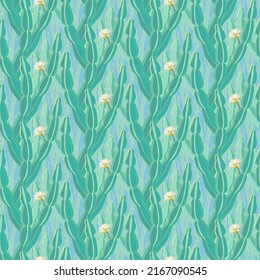 The many varieties of cactus in general have been the subject of artistic interest, and the Peruvian blue columnar cactus is the focus of this design. 
