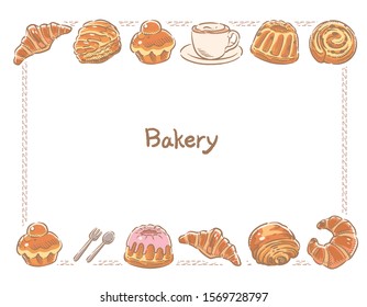 Many varieties of inviting bread. Vector illustration.	