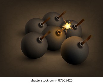 Many vector bomb with burning fuse