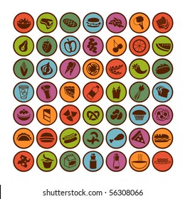 many vector food icons set 1