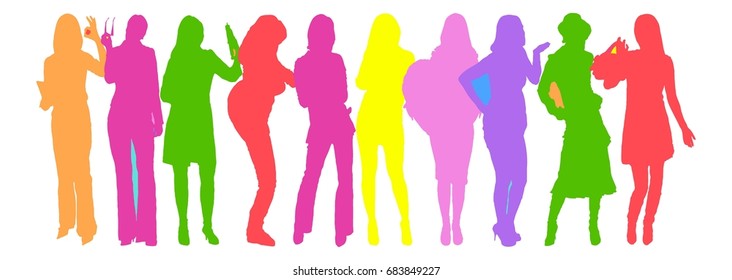 Many Vector Silhouettes Illustration 