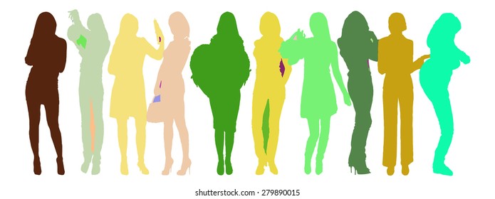 Many Vector Silhouettes Many People 