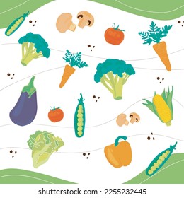 many vegetable in here!!! you can make design with vegetable element in here. the colour so warm and cute.