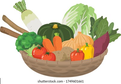 Many vegetables in the basket