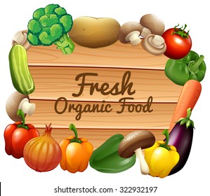 Many vegetables and sign illustration
