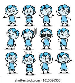 Many Vintage Comic Office Guy - Set of Concepts Vector illustrations