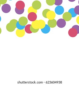 Many Violet, Blue, Red, Green and Yellow Bubbles Located on the Top of Page on White Background