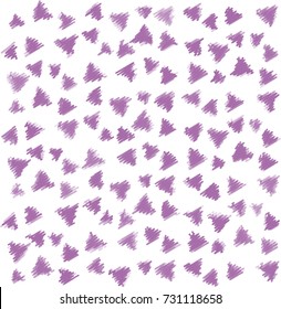 Many Violet Embroidered Triangles of Different Size on White Background