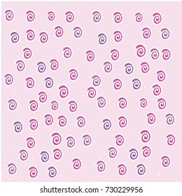 Many Violet and Pink Snails on Light Pink Background