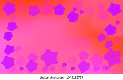 Many Violet and Pink Stars of Different Size and Color Tone on Pink and Red Gradient Background