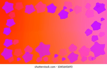Many Violet and Pink Stars of Different Size and Color Tone on Pink and Red Gradient Background
