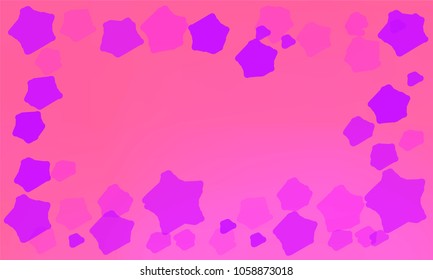Many Violet and Pink Stars of Different Size and Color Tone on Pink and Red Gradient Background