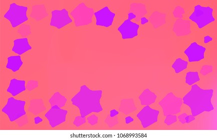 Many Violet and Pink Stars of Different Size and Color Tone on Pink and Red Gradient Background