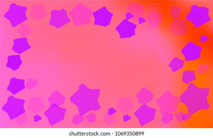 Many Violet and Pink Stars of Different Size and Color Tone on Pink and Red Gradient Background