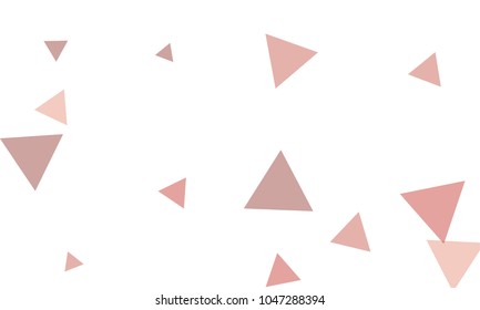 Many Violet and Pink Triangles of Different Size on White Background
