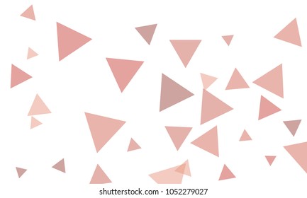 Many Violet and Pink Triangles of Different Size on White Background