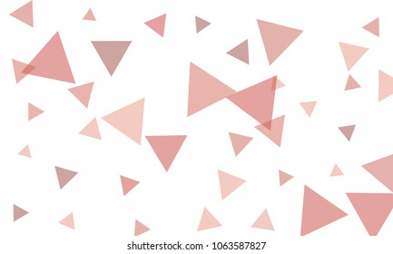 Many Violet and Pink Triangles of Different Size on White Background