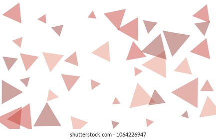 Many Violet and Pink Triangles of Different Size on White Background