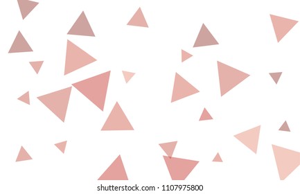 Many Violet and Pink Triangles of Different Size on White Background