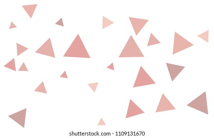 Many Violet and Pink Triangles of Different Size on White Background