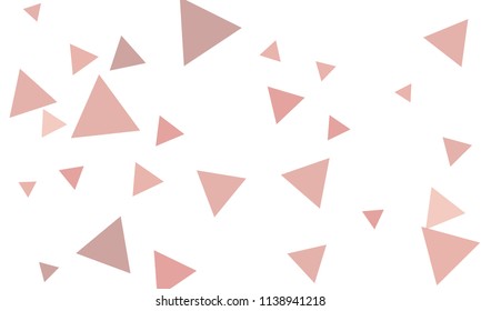 Many Violet and Pink Triangles of Different Size on White Background