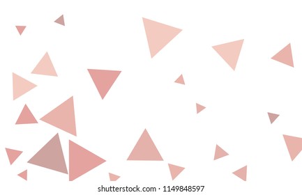 Many Violet and Pink Triangles of Different Size on White Background