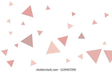 Many Violet and Pink Triangles of Different Size on White Background