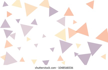 Many Violet, Red and Orange Triangles of Different Size on White Background
