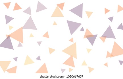 Many Violet, Red and Orange Triangles of Different Size on White Background