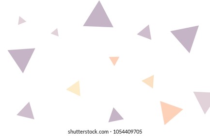 Many Violet, Red and Orange Triangles of Different Size on White Background