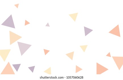 Many Violet, Red and Orange Triangles of Different Size on White Background
