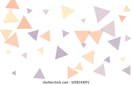 Many Violet, Red and Orange Triangles of Different Size on White Background