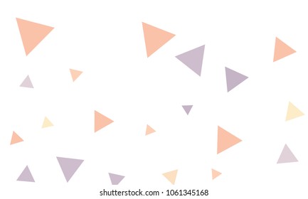 Many Violet, Red and Orange Triangles of Different Size on White Background