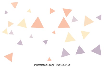 Many Violet, Red and Orange Triangles of Different Size on White Background