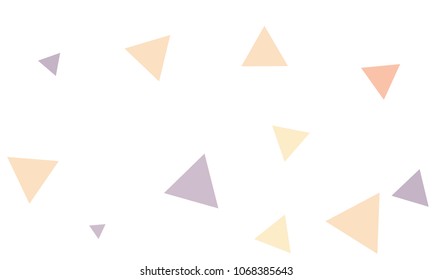 Many Violet, Red and Orange Triangles of Different Size on White Background