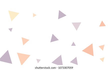 Many Violet, Red and Orange Triangles of Different Size on White Background
