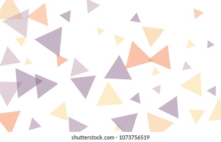 Many Violet, Red and Orange Triangles of Different Size on White Background