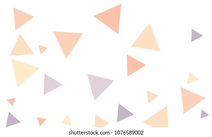 Many Violet, Red and Orange Triangles of Different Size on White Background