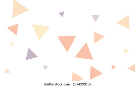 Many Violet, Red and Orange Triangles of Different Size on White Background