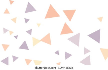 Many Violet, Red and Orange Triangles of Different Size on White Background